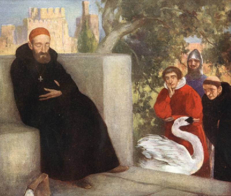Saint Hugh of Lincoln and the Swan (colour litho) van Stephen Reid
