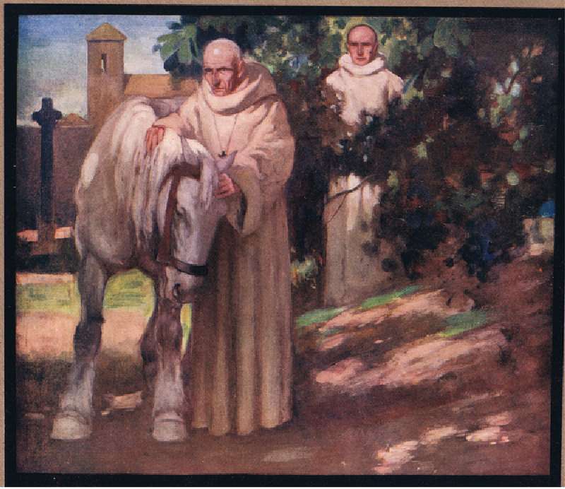 St Columba and the white horse (colour litho) van Stephen Reid