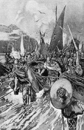 The Northmen taking Possession of Iceland (litho)