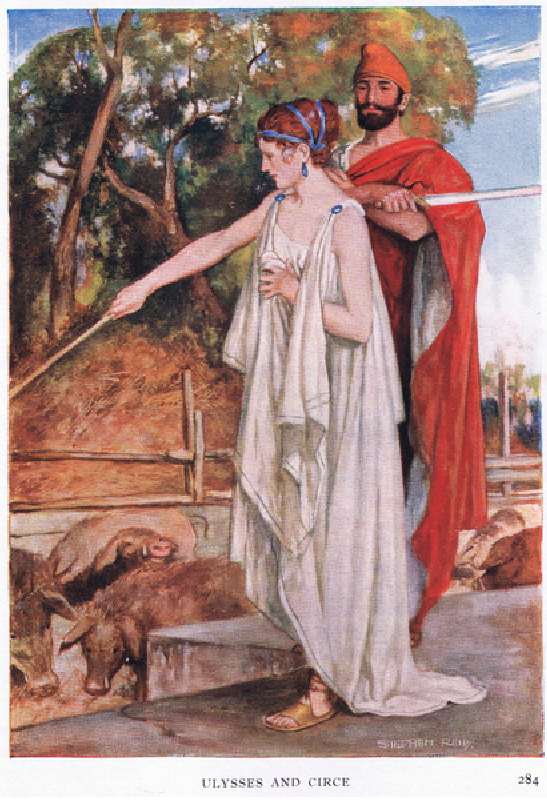 Ulysses and Circe, 1938 (colour litho) van Stephen Reid