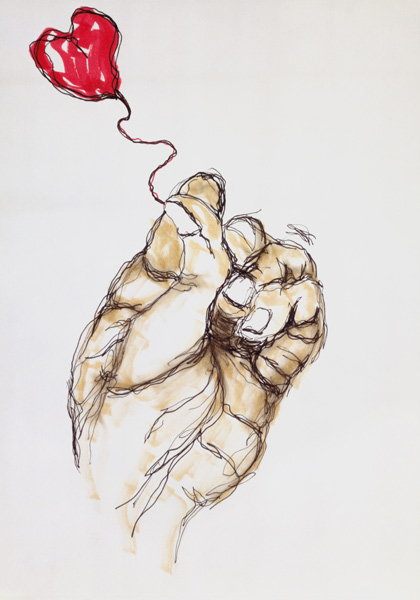 Holding You, 1996 (pen & w/c on paper)  van Stevie  Taylor