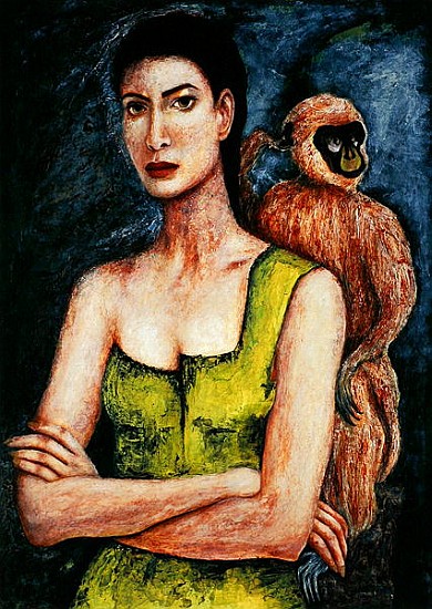Mrs. Coulter and her Daemon, 2005-06 (pen & ink and oil on paper)  van Stevie  Taylor