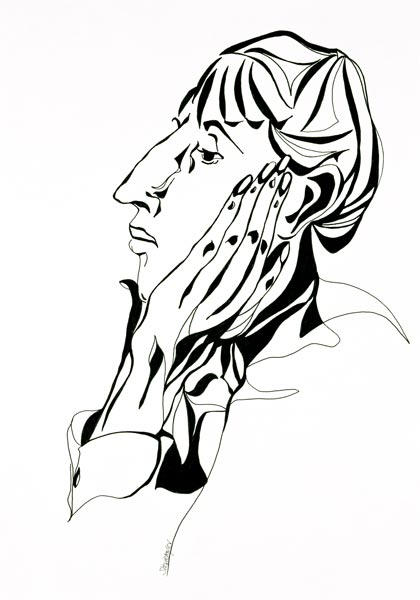 Portrait of Aubrey Beardsley (1872-98) inspired by the photograph by Frederick Evans (1853-1943) 199 van Stevie  Taylor