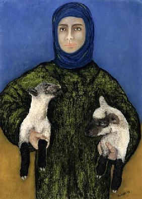 Shepherdess, 1998 (pastel on paper) 