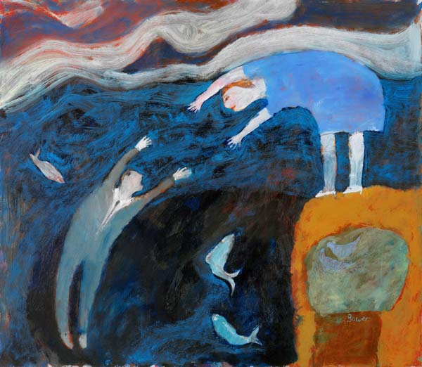 Saving the Man from the Sea, 2003 (oil on board)  van Susan  Bower