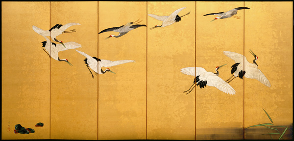 Reeds and Cranes, Edo Period van Suzuki Kiitsu