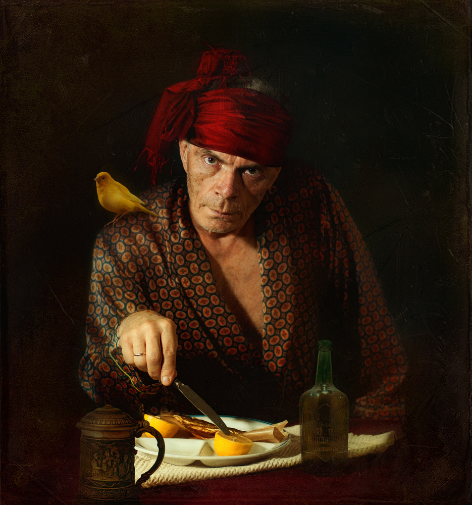 Portrait with a canary van Svetlana Melik-Nubarova