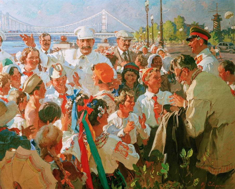 I.V.Stalin and members of the Polit– buro among children in van Wassili Semjonowitsch Swarog