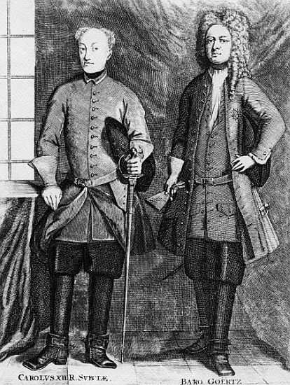 Charles XII of Sweden with his advisor Baron Gortz van Swedish School