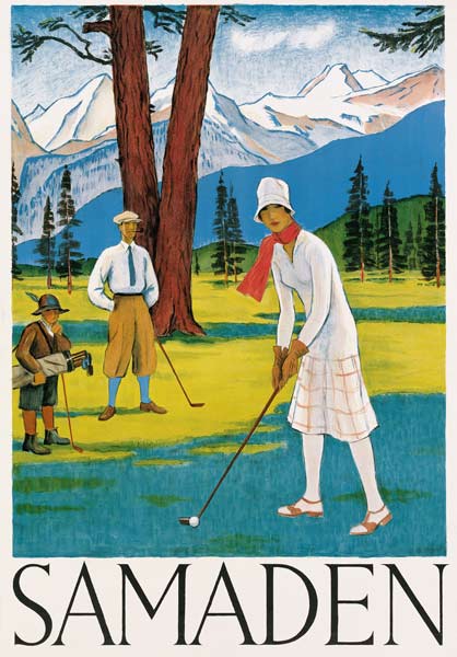 Poster advertising Samaden in Switzerland van Swiss School, (20th century)