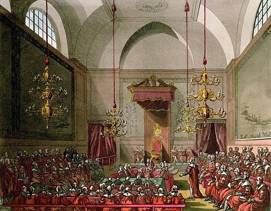 House of Lords from Ackermann''s ''Microcosm of London'' van T.(1756-1827) Rowlandson