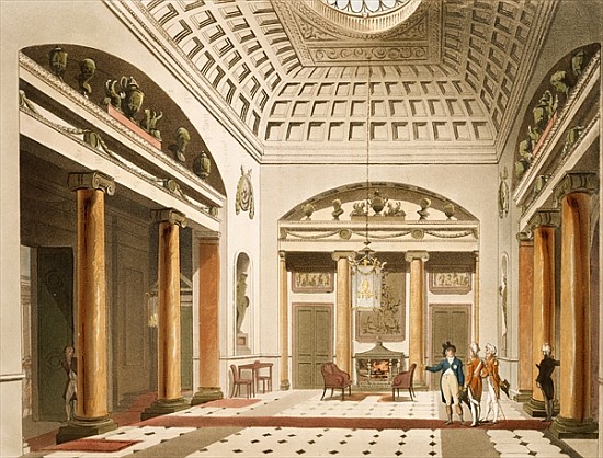 The Hall, Carlton House, from Ackermann''s ''Microcosm of London'' van T.(1756-1827) Rowlandson