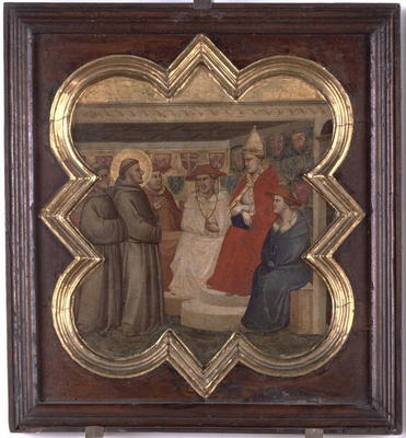 St. Francis before the Pope and Cardinals (tempera on panel) van Taddeo Gaddi