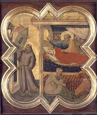 St. Francis holding up the Lateran Church (tempera on panel) van Taddeo Gaddi