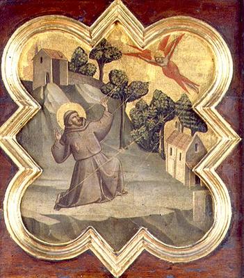 St. Francis Receiving the Stigmata (tempera on panel) van Taddeo Gaddi