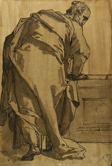 A Heavily Draped Apostle Seen from Behind, 16th century van Taddeo Zuccaro