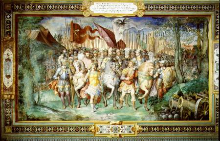 Charles V (1500-58) Alessandro (1546-92) and Ottaviano Farnese Leading the Army Against the Landgrav van Taddeo Zuccaro or Zuccari