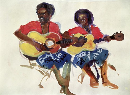 Fijian Guitar Duo, 1985 (gouache on paper)  van Ted  Blackall