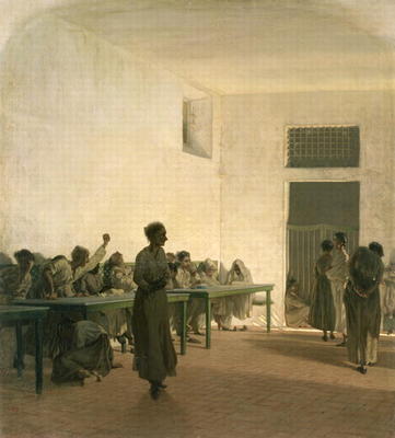 The Madhouse, 1865 van Telemaco Signorini
