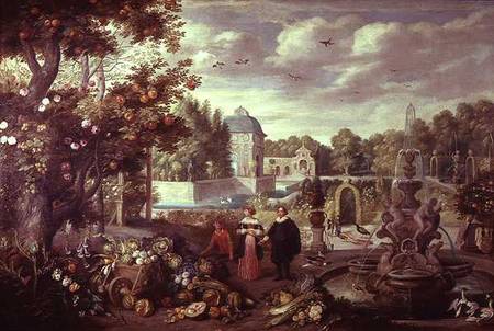 Garden Scene with Fountain van the Elder Kessel