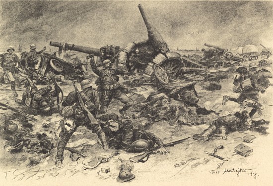 Austrian Hungarian infantry in fight with the Italian reservists van Theo Matejko