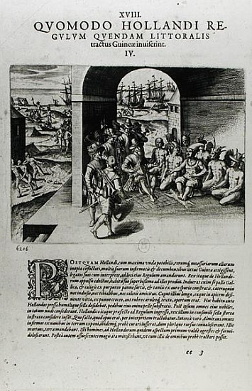 Arrival of the Dutch Leaders in Guinea: The Negotiation for the Purchase of Slaves Destined to be So van Theodore de Bry