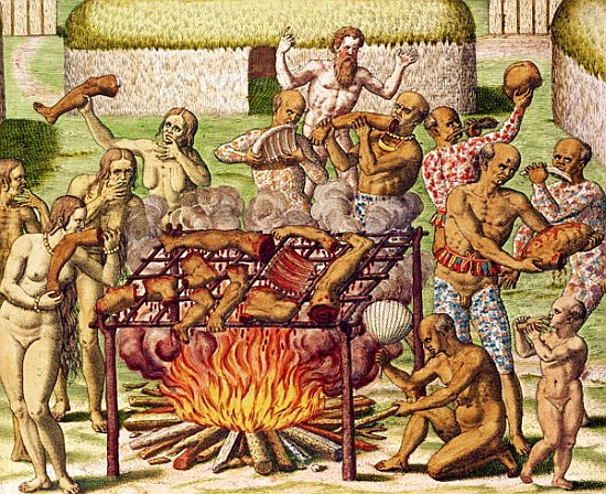 Scene of cannibalism, from ''Americae Tertia Pars...'' van Theodore de Bry