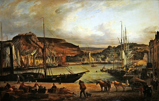 View of the commercial port at Cherbourg van Theodore Deslinieres