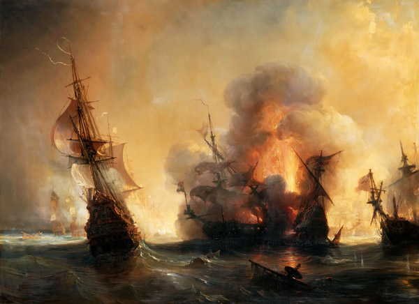 The Naval Battle of Lagos on 27 June 1693 van Théodore Gudin