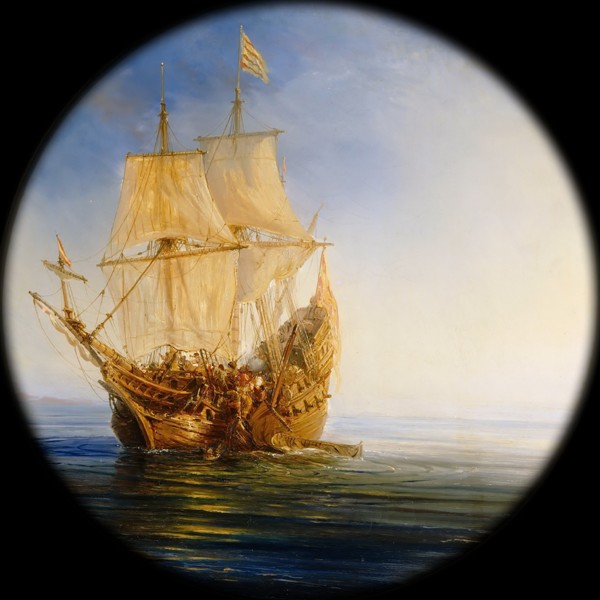 Spanish Galleon taken by the Pirate Pierre le Grand near the coast of Hispaniola, in 1643 van Théodore Gudin
