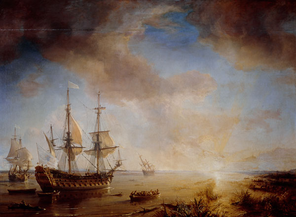 Expedition of Robert Cavelier de La Salle (1643-87) in Louisiana in 1684 van Théodore Gudin