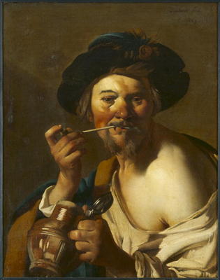 The Drinker (oil on canvas) van Theodore van, called Dirk Baburen