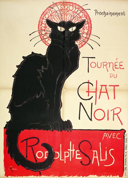 Poster advertising a tour of the Chat Noir Cabaret, 1896 (colour litho) van Théophile-Alexandre Steinlen