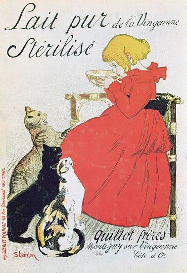 Poster advertising 'Pure Sterilised Milk from La Vingeanne' van Théophile-Alexandre Steinlen