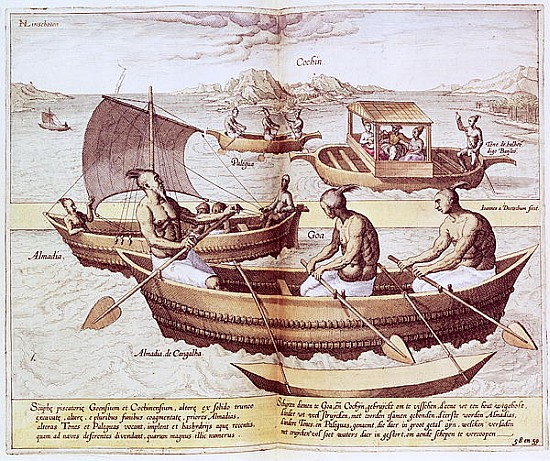 Boats in Goa, illustration from ''Jan Hughen van Linschoten, His Discourse of Voyages into the East  van the Younger Doetechum Johannes Baptista van