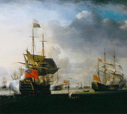 The Royal William leaving England (oil on canvas) van Thomas Allin