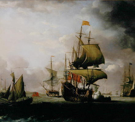 The Royal William returning to England (oil on canvas) van Thomas Allin