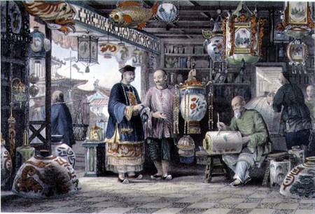 Showroom of a Lantern Merchant in Peking van Thomas Allom