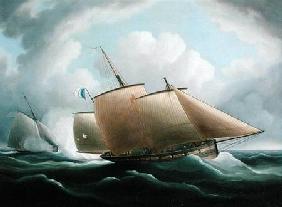 A French Lugger Pursued by an English Cutter