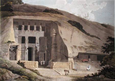 Excavated Temple on Island of Salsette, plate III from 'Oriental Scenery' van Thomas Daniell