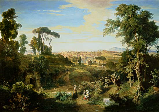 Blick auf Rom in der Landschaft der Campagna van Thomas Dessoulavy
