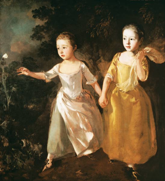 Die Töchter des Künstlers fangen einen Schmetterling van Thomas Gainsborough