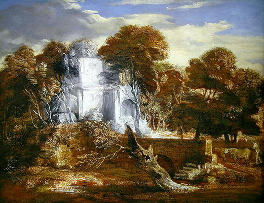 Landscape with a Figure and Cattle (oil on canvas) van Thomas Gainsborough