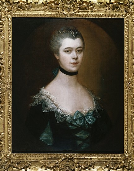 Portrait of the Countess of Sussex, bust length, in a blue dress with black facings van Thomas Gainsborough