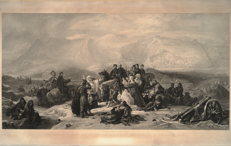The defence of Kars. Sir Fenwick Williams and the officers of his staff parting with the citizens of van Thomas Jones Barker