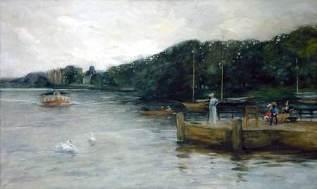 The Alster with the Steamboat Jetty at Raven Road van Thomas Ludwig Herbst