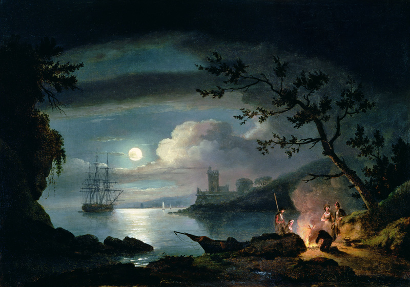 Teignmouth by moonlight van Thomas Luny