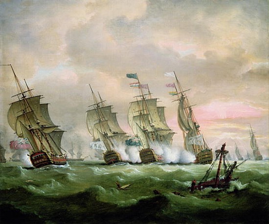 Admiral Sir Edward Hawke defeating Admiral M. de Conflans in the Bay of Biscay van Thomas Luny