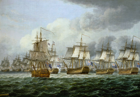 Die Schlacht von Kap St. Vincent (1797) oder bei der Doggerbank (1781) van Thomas Luny