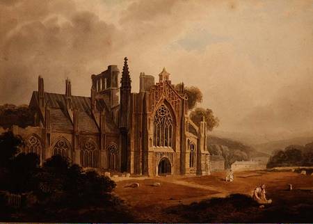 Melrose Abbey, Roxburghshire van Thomas Miles Richardson d.Ä.